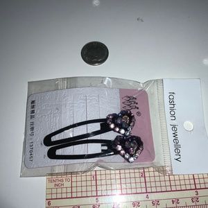 Crystal heart brand new hair clip 2.25”